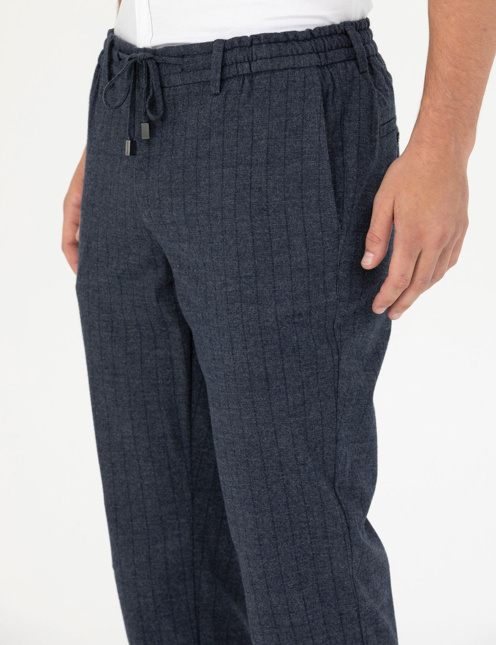 Lacivert Ekstra Slim Fit _izgili Kuma_ Pantolon