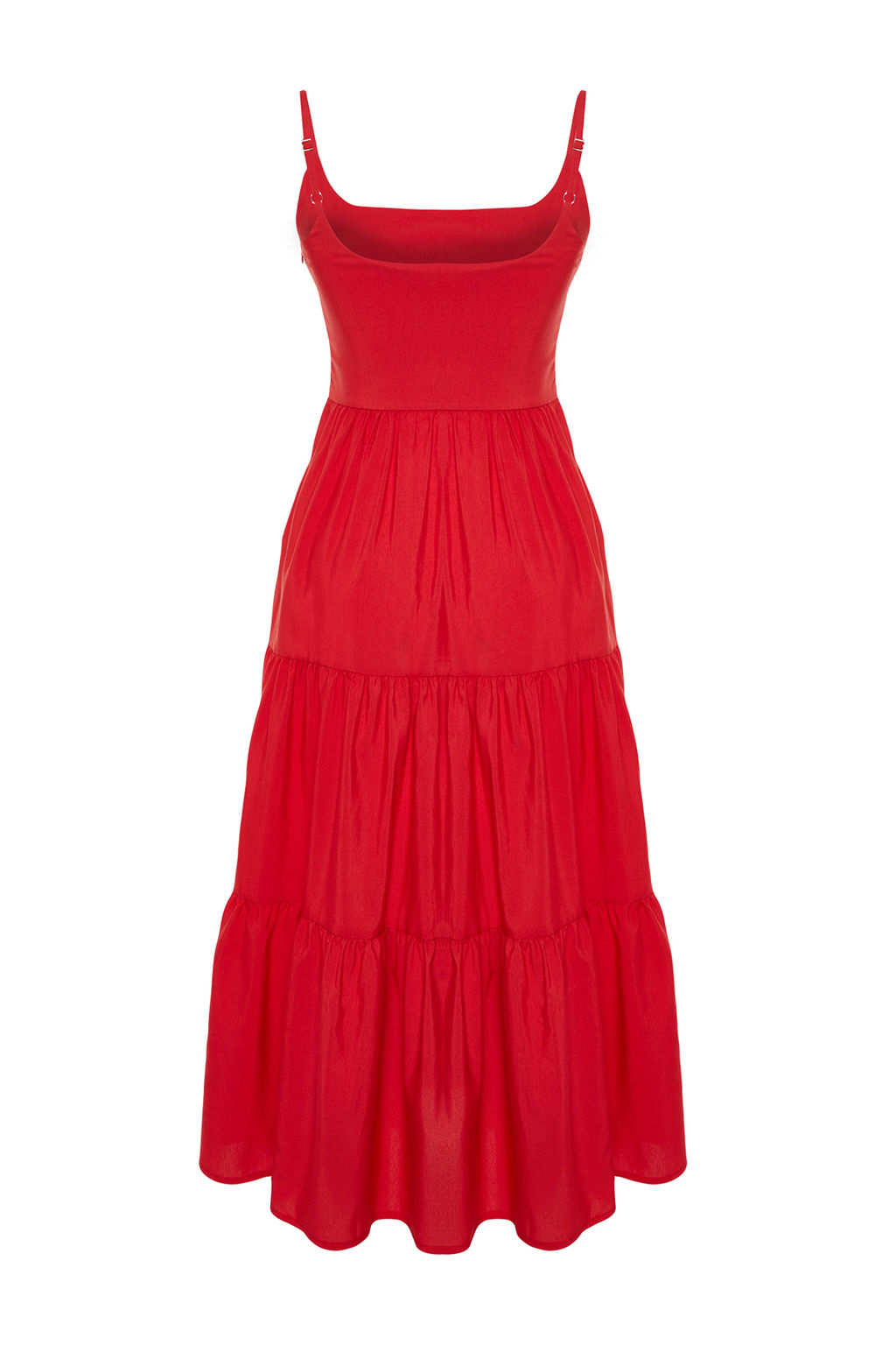 TRENDYOLMILLA K?rm?z? Etegi Belden Ac?lan Pamuk Kar?s?ml? Maxi Dokuma Elbise TWOSS24EL00386  фото 10