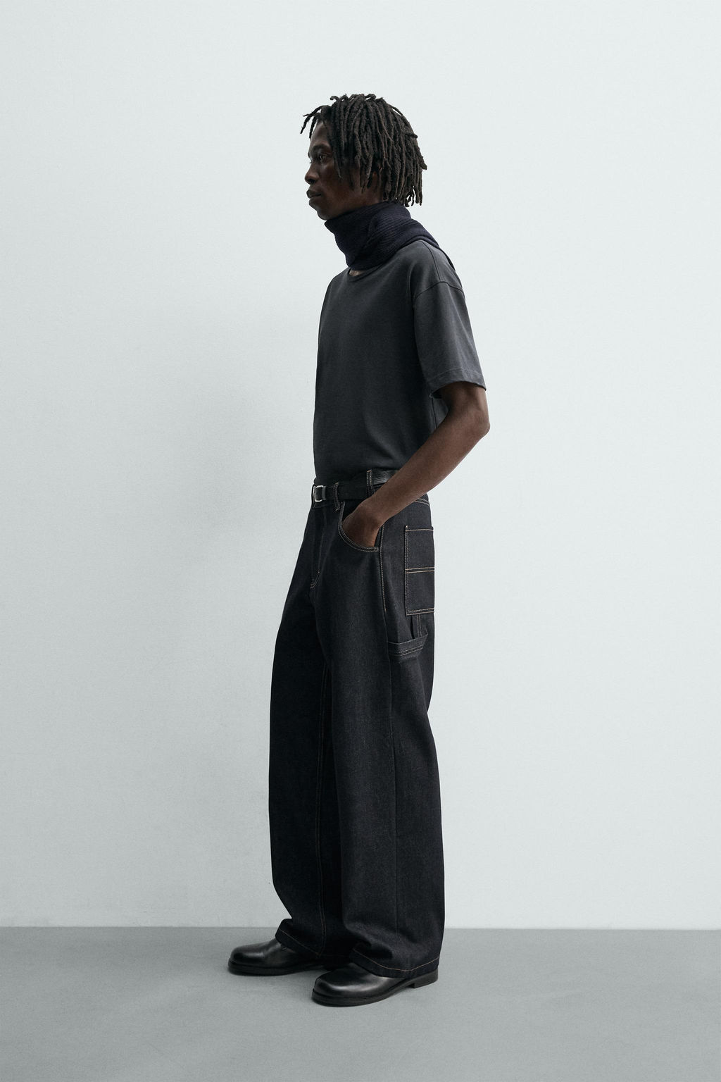 BAGGY FIT CARPENTER JEANS WITH TOPSTITCHING - Zara фото 3