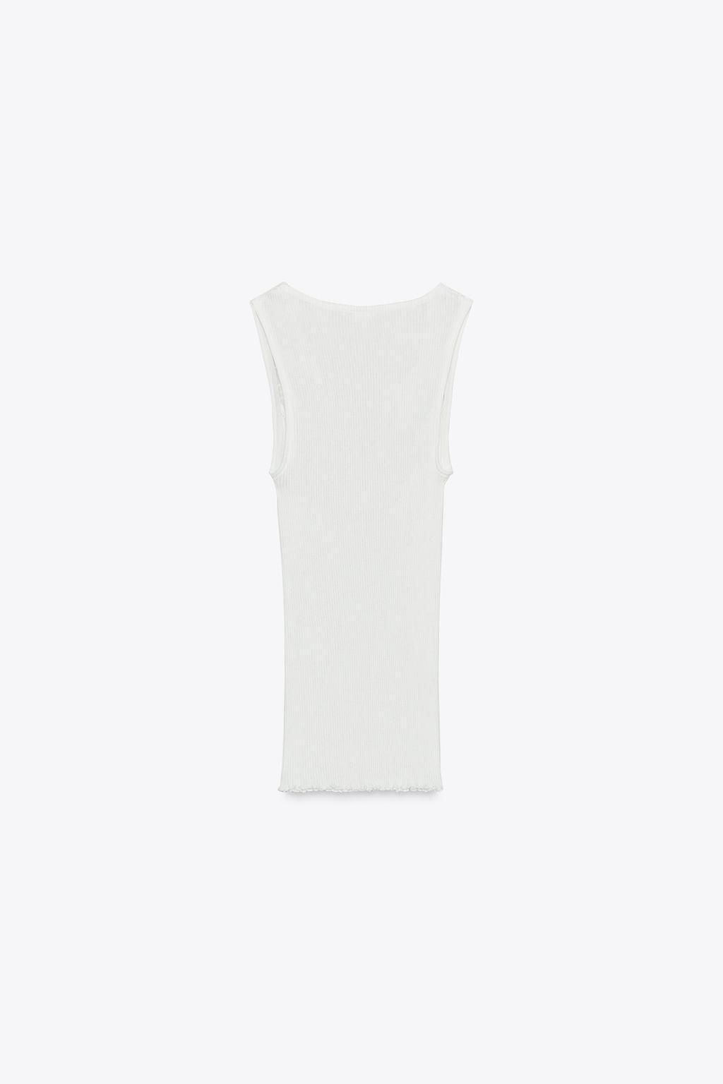 LACE RIBBED T-SHIRT - Zara фото 5
