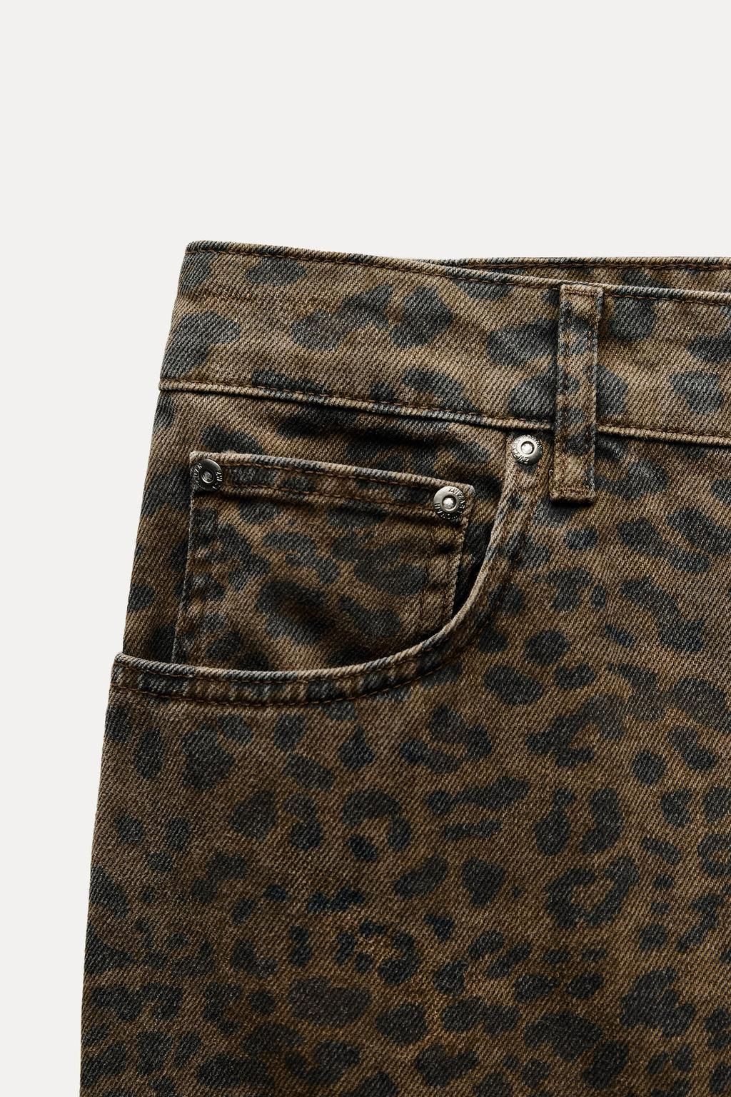 ZW COLLECTION ANIMAL PRINT RELAXED LOW-RISE JEANS - Zara фото 6