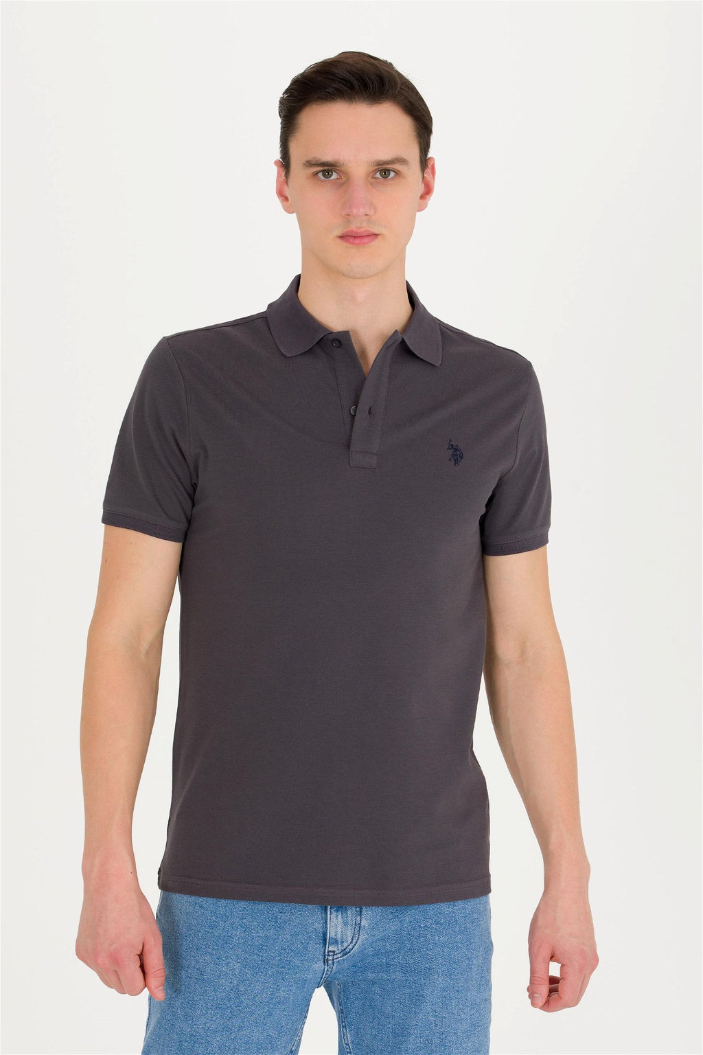 Мужская антрацитовая футболка с воротником поло Basic - U.s. polo assn фото 9