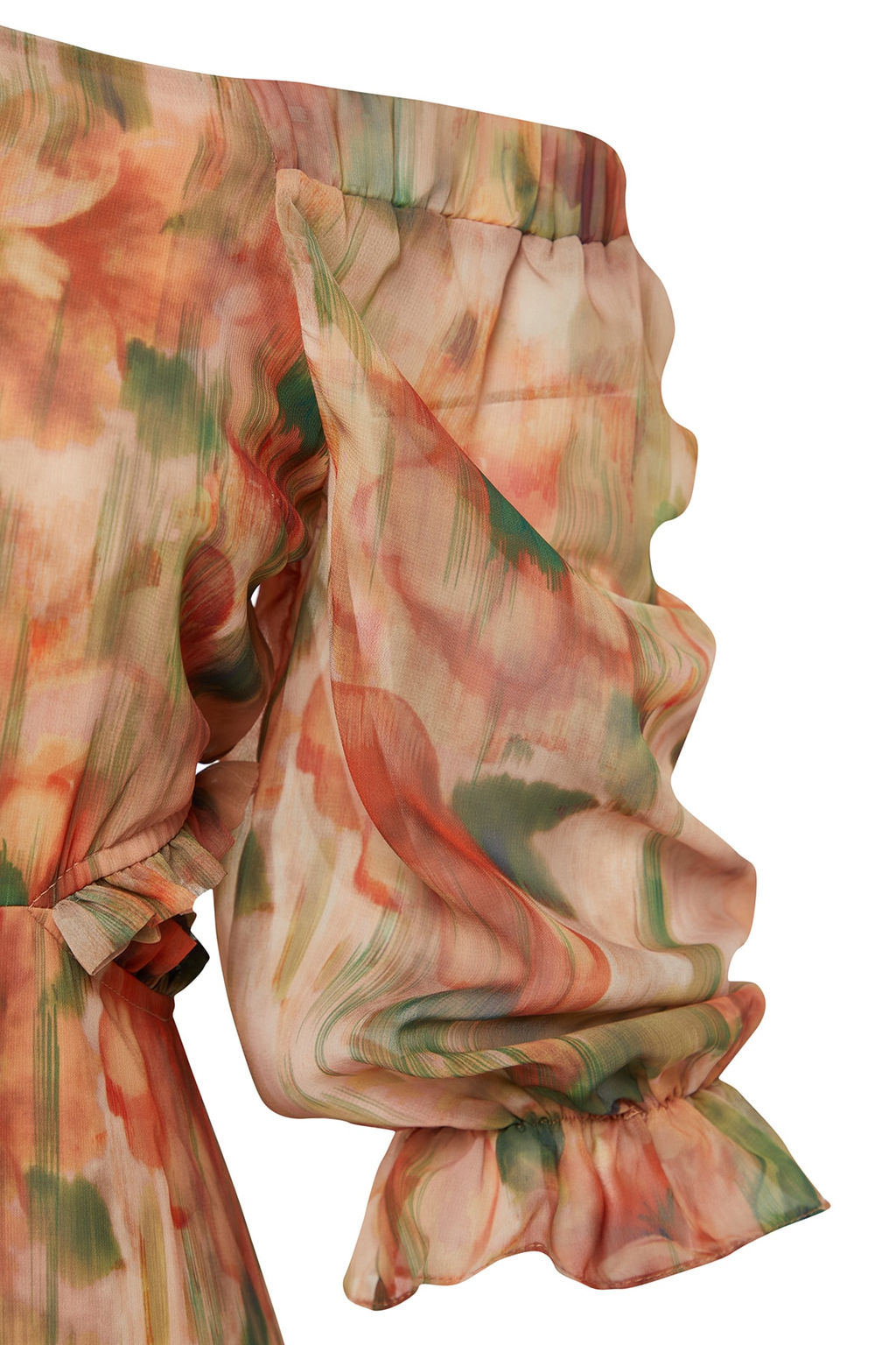 TRENDYOLMILLA Mint Cicekli Cut Out / Volan Maxi Dokuma Elbise TWOSS23EL02422  фото 15