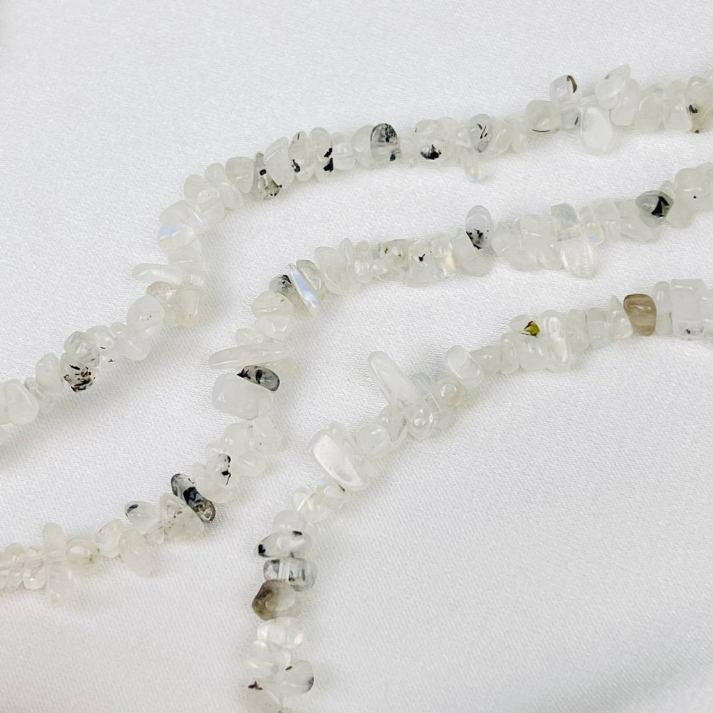 Бусины для украшений из Лунного камня с вкл. Турмалина крошка 80 см