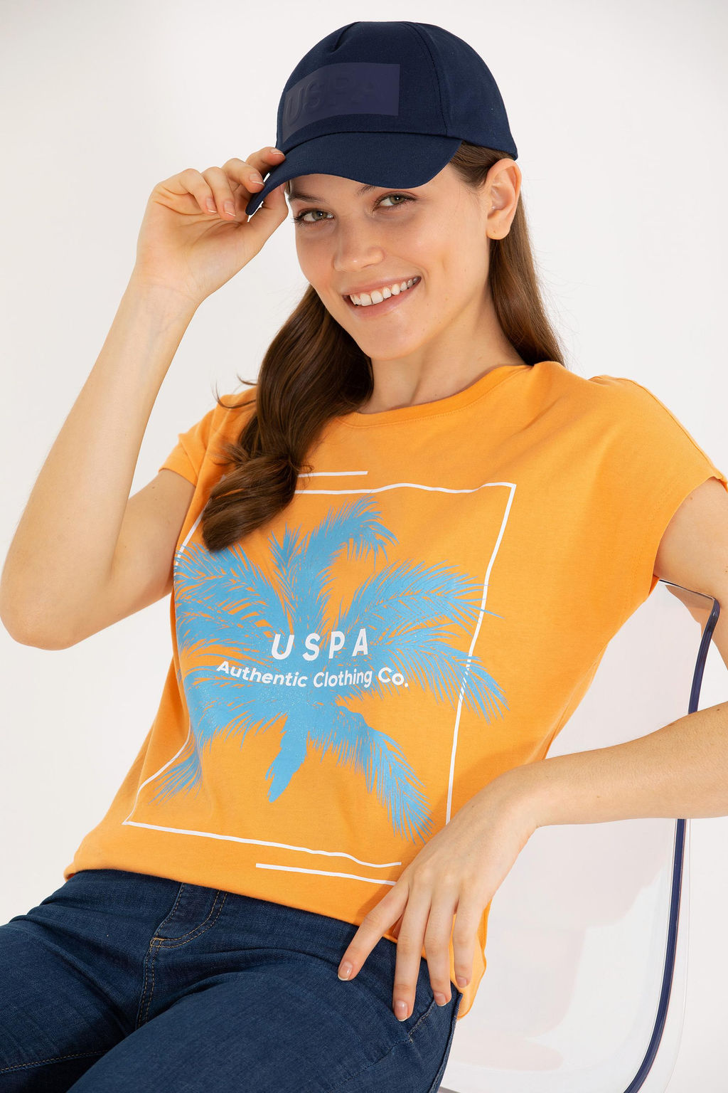 Женская оранжевая футболка - U.s. polo assn фото 2
