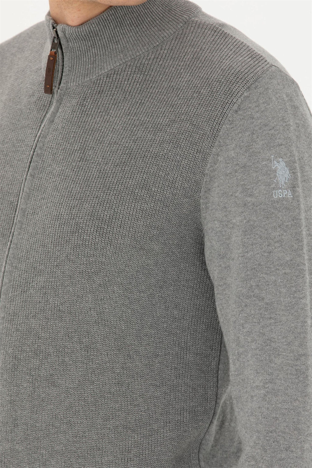 Мужской серый меланжевый трикотажный кардиган - U.s. polo assn фото 14