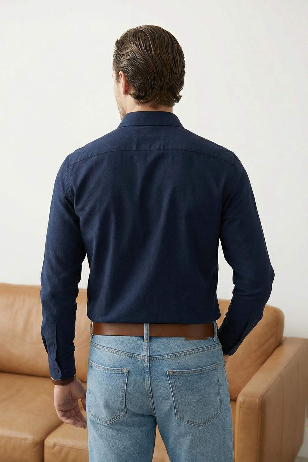 Lacivert Regular Fit Gabardin Dokulu Kolay Utulenebilir Erkek Gomlek TMNSS26GO00006 - Trendyolmilla фото 17