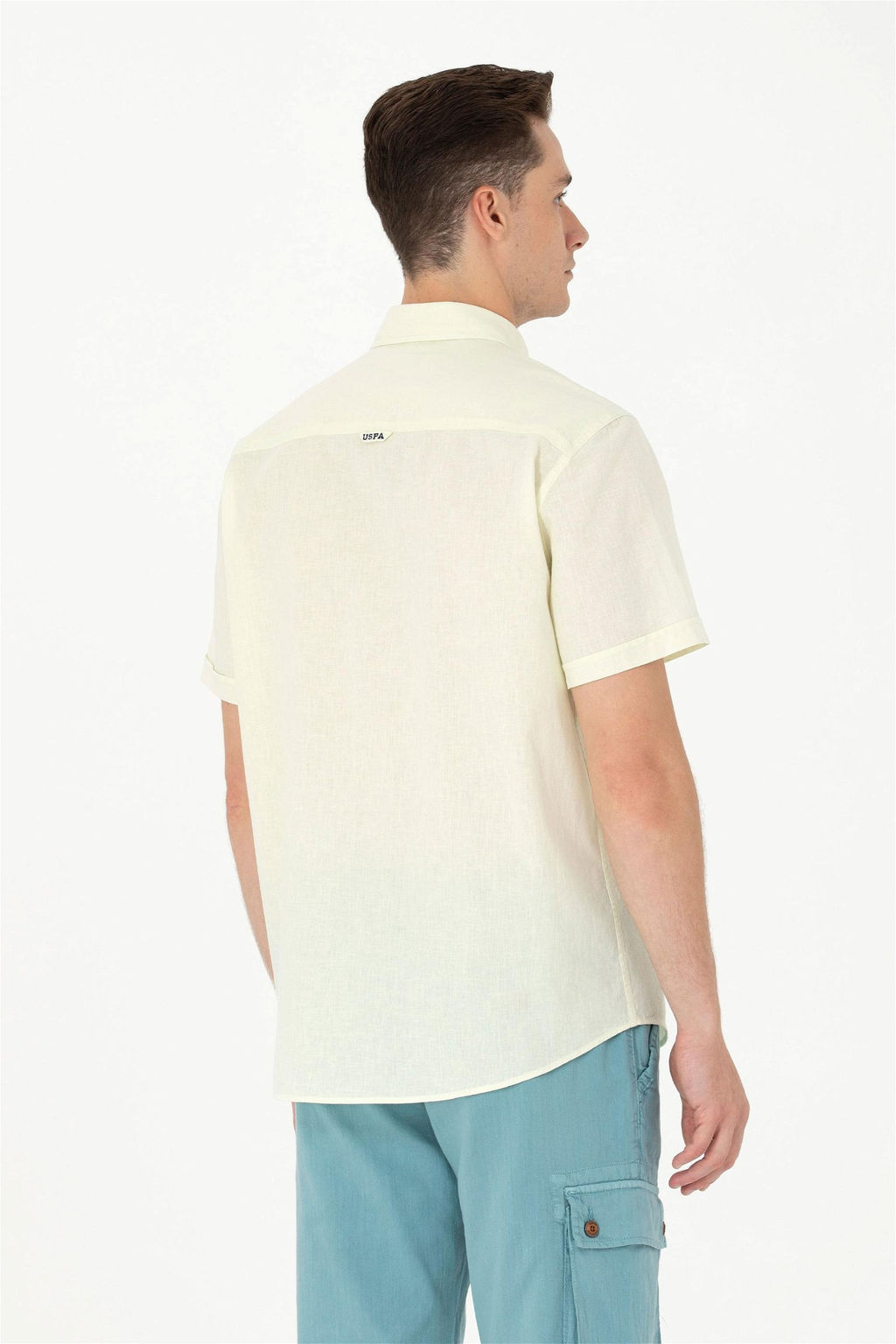 U. S. Polo Assn / Мужская светло-желтая рубашка с коротким рукавом - U.s. polo assn фото 12