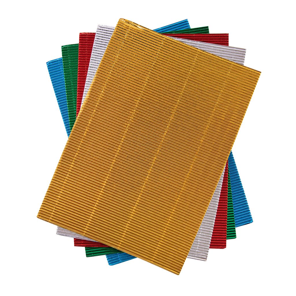 Лео Играй Картон цветной гофрированный, цвета металлик LPCB-02 260 г/м2 A4 21 х 29.7 см 5 л. 5 цв  фото 4