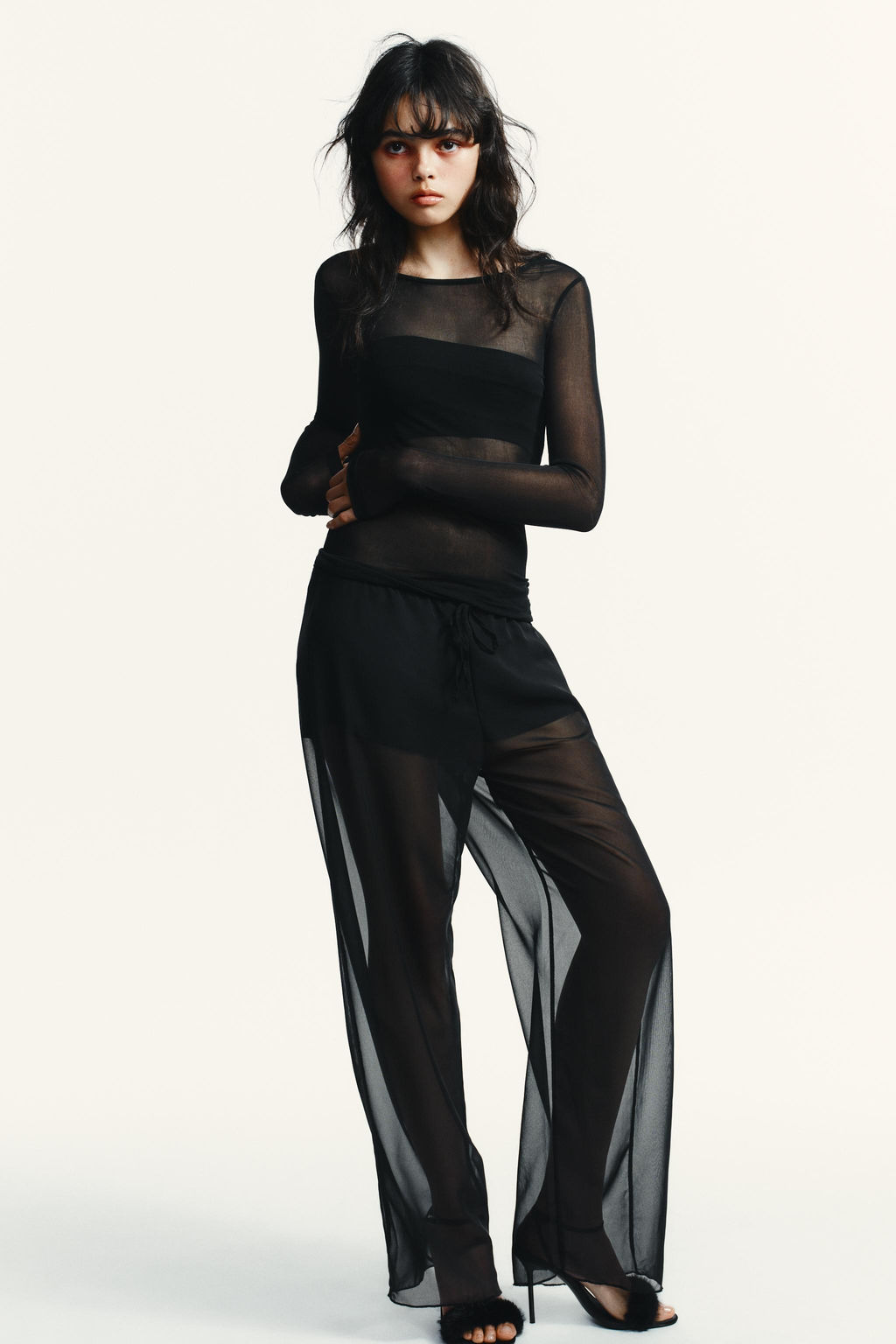 FLOWING SEMI-SHEER TROUSERS - Zara фото 4