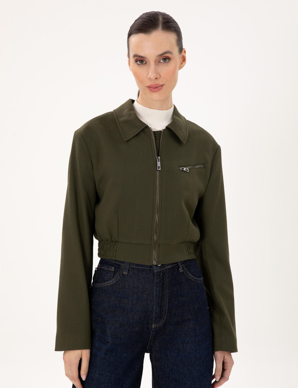 Haki Crop Top Ceket