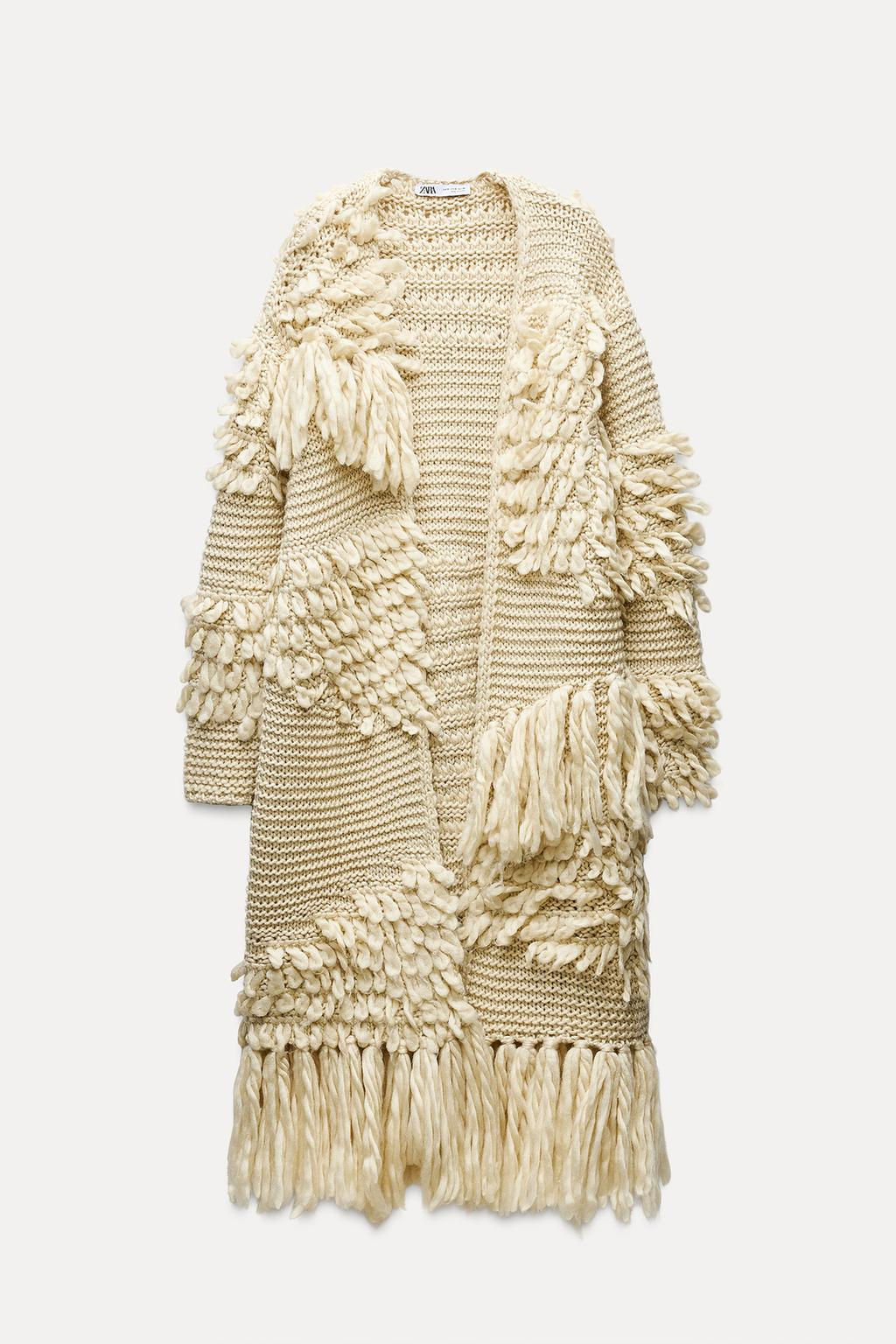LONG FRINGED KNIT COAT - Zara фото 8