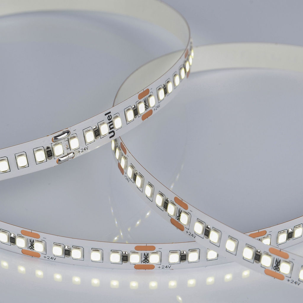 ULS-2835-180LED/m-10mm-IP20-DC24V-17W/m-5M-6500K Гибкая светодиодная лента на самоклеящейся основе. Катушка 5м. в герметичной упаковке. Дневной свет (6500K). ТМ Uniel