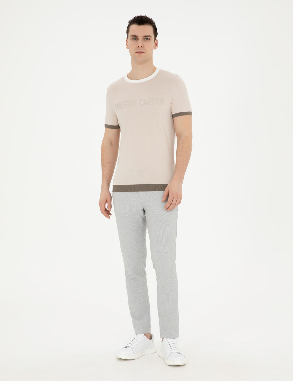 Gri Slim Fit Gofre Ba_c_kl_ Kanvas Pantolon