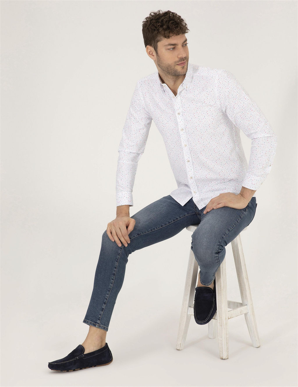 Pembe Slim Fit Uzun Kollu G_mlek - Pierre cardin фото 4