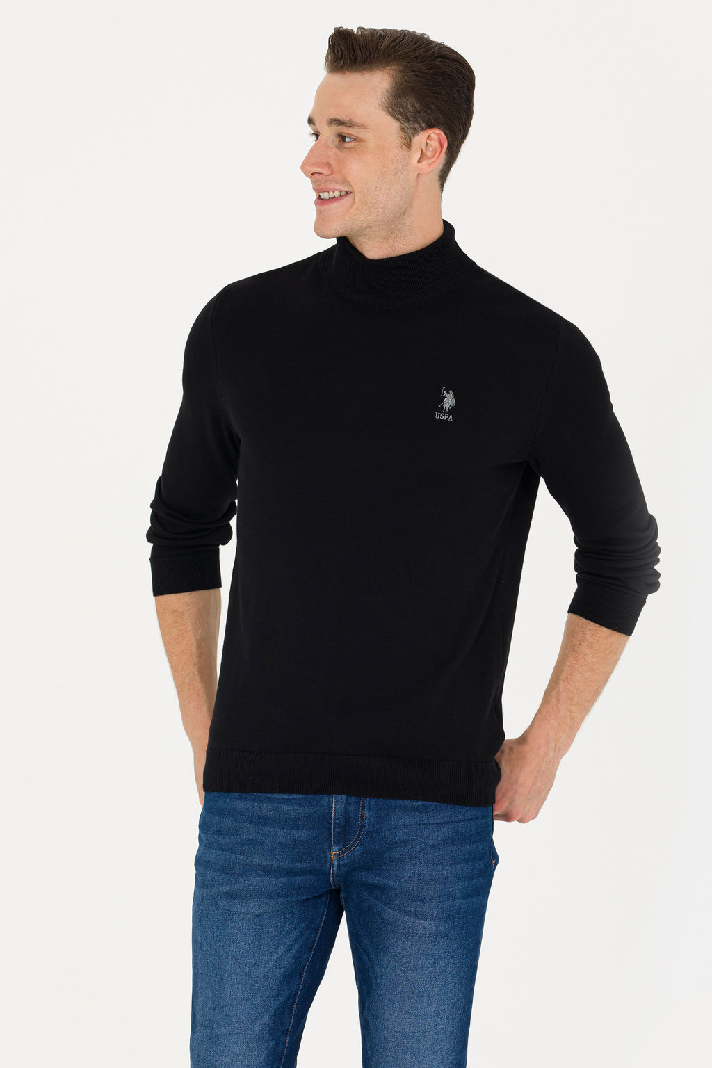 U. S. Polo Assn Мужской черный базовый свитер - U.s. polo assn фото 15