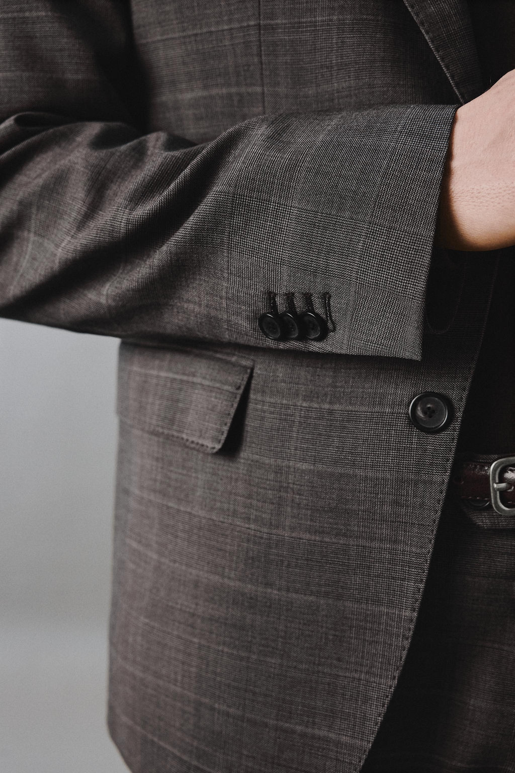 BLAZER TRAJE CUADROS 100% LANA / Marr?n - Zara фото 6