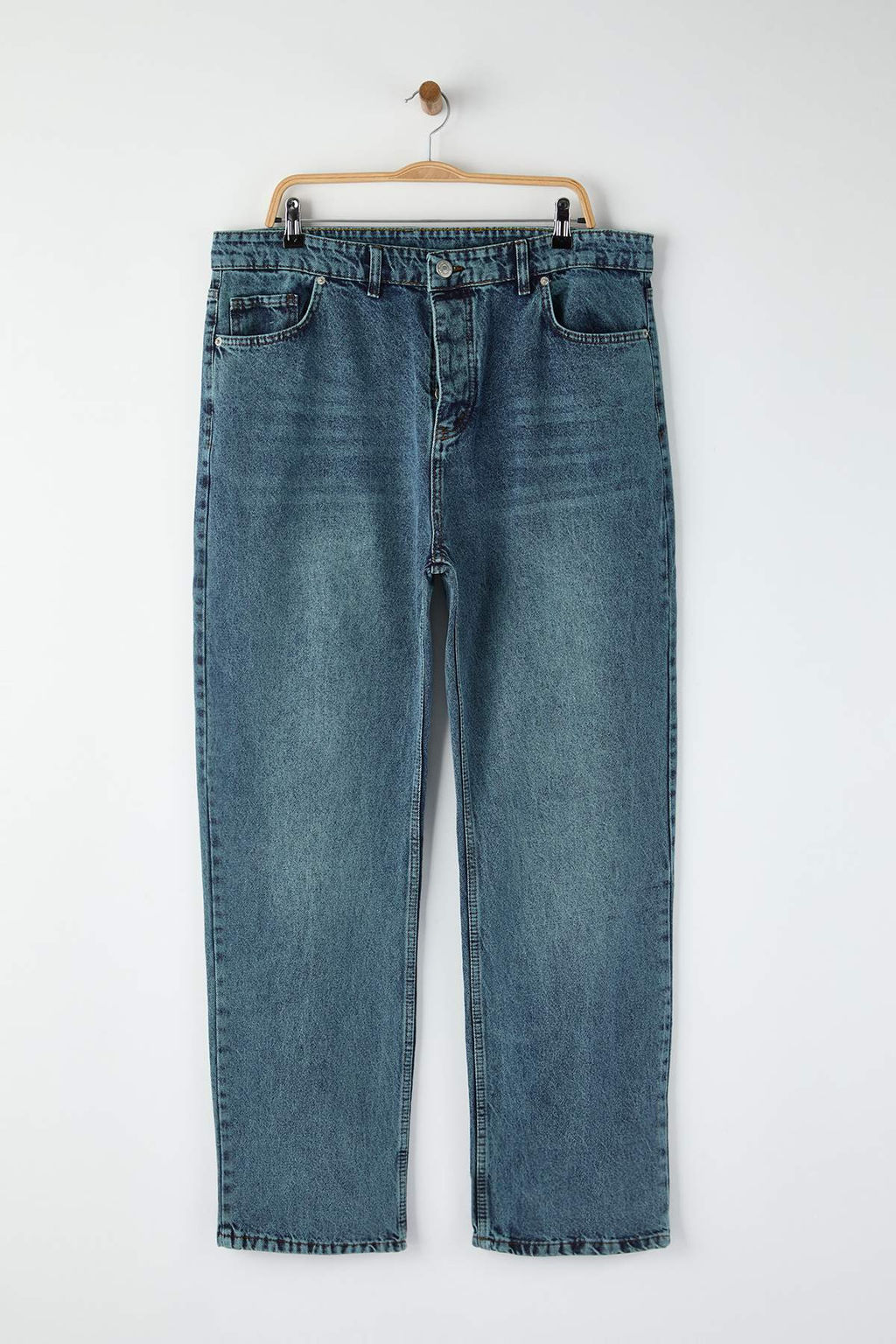 TRENDYOL MAN Ac?k Mavi %100 Pamuk Baggy Fit Jeans Bol Kot Pantolon TMNAW24JE00027 - Trendyolmilla фото 79