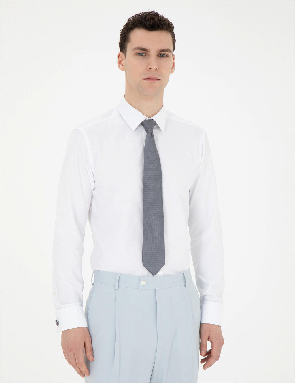 Beyaz Slim Fit Uzun Kollu Klasik G_mlek
