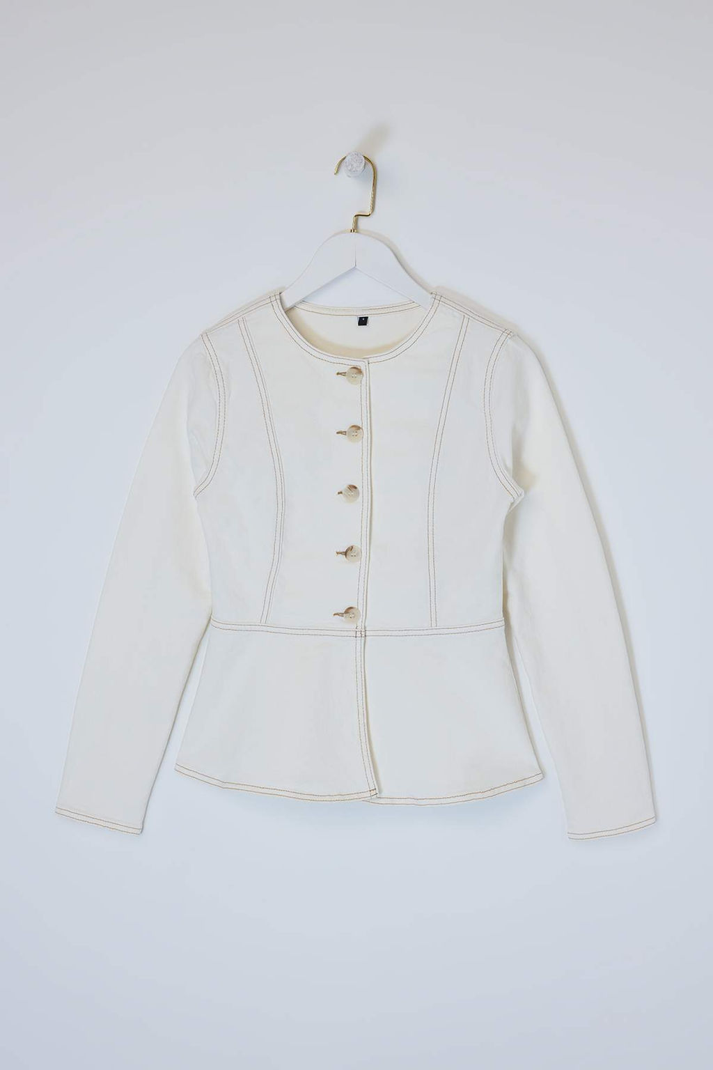 Ekru Fitted Orta Esnek Denim Ceket TWOSS26CE00029