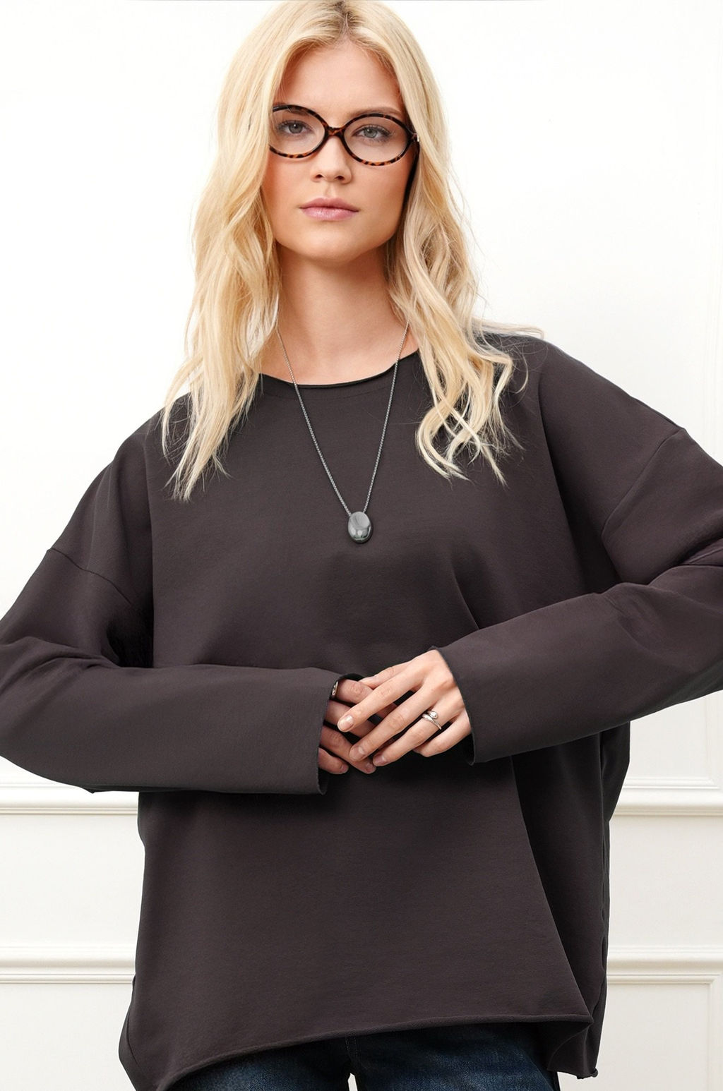 Женский лонгслив оверсайз из футера двухнитки Happyfox