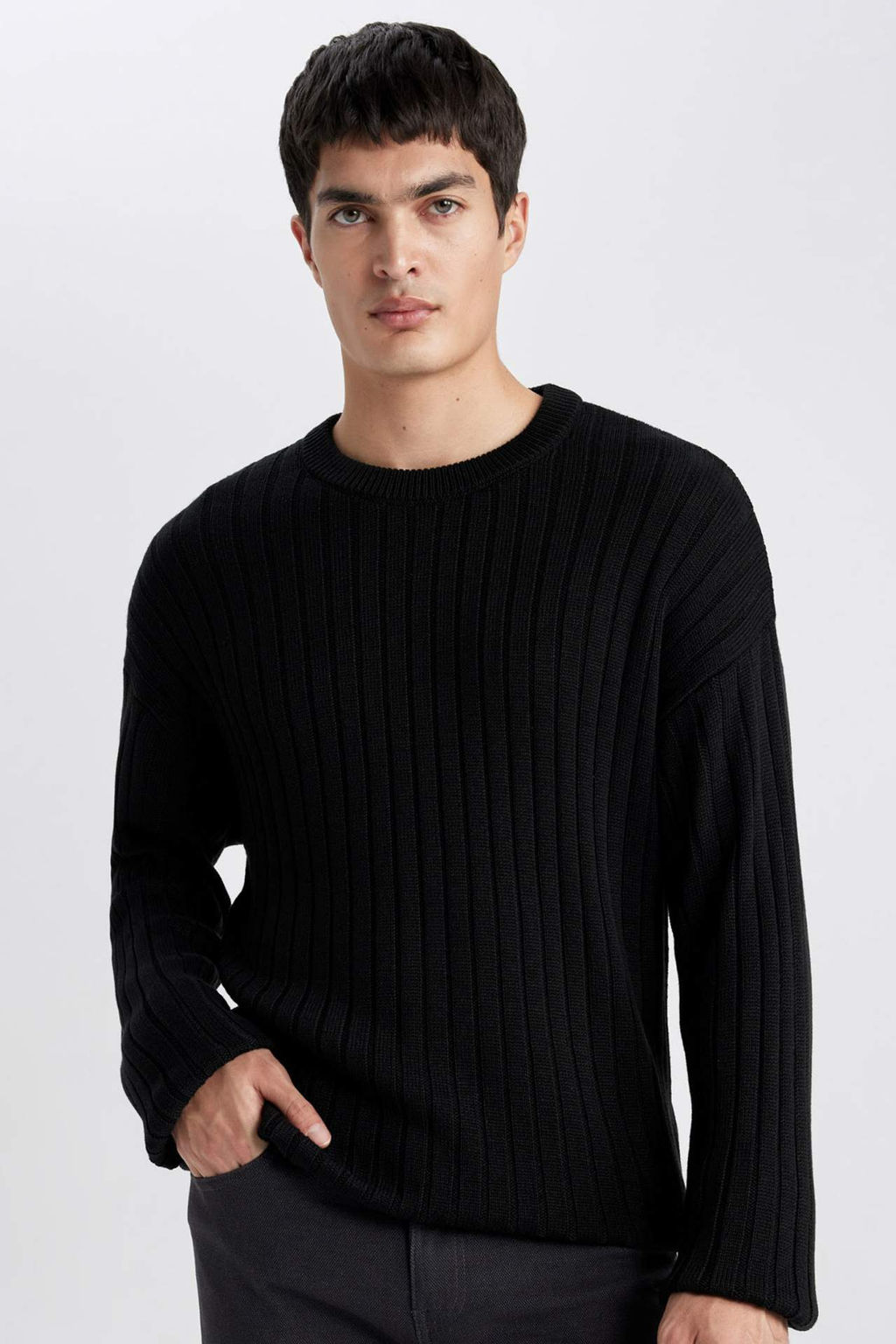 Relax Fit Bisiklet Yaka Basic Duz Triko Kazak - Defacto фото 2