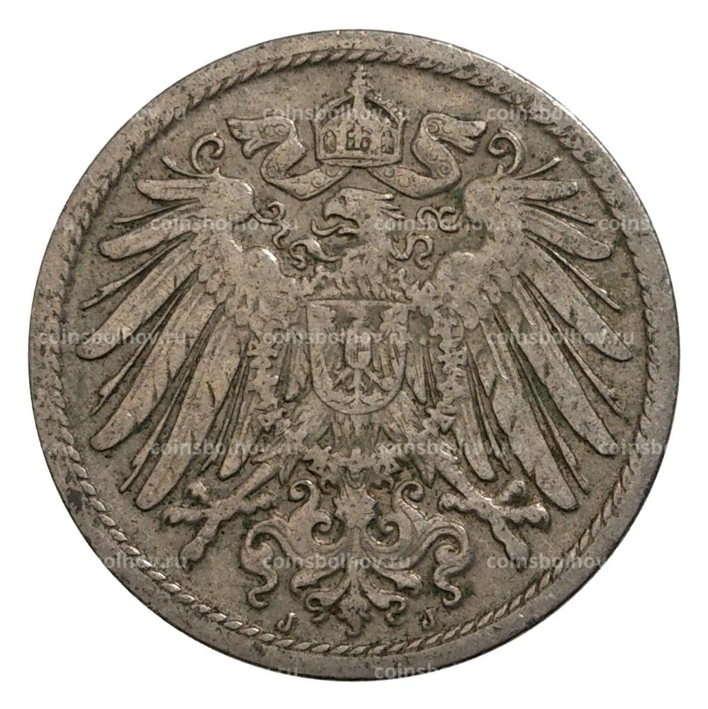 Монета 10 пфеннигов 1906 года J Германия