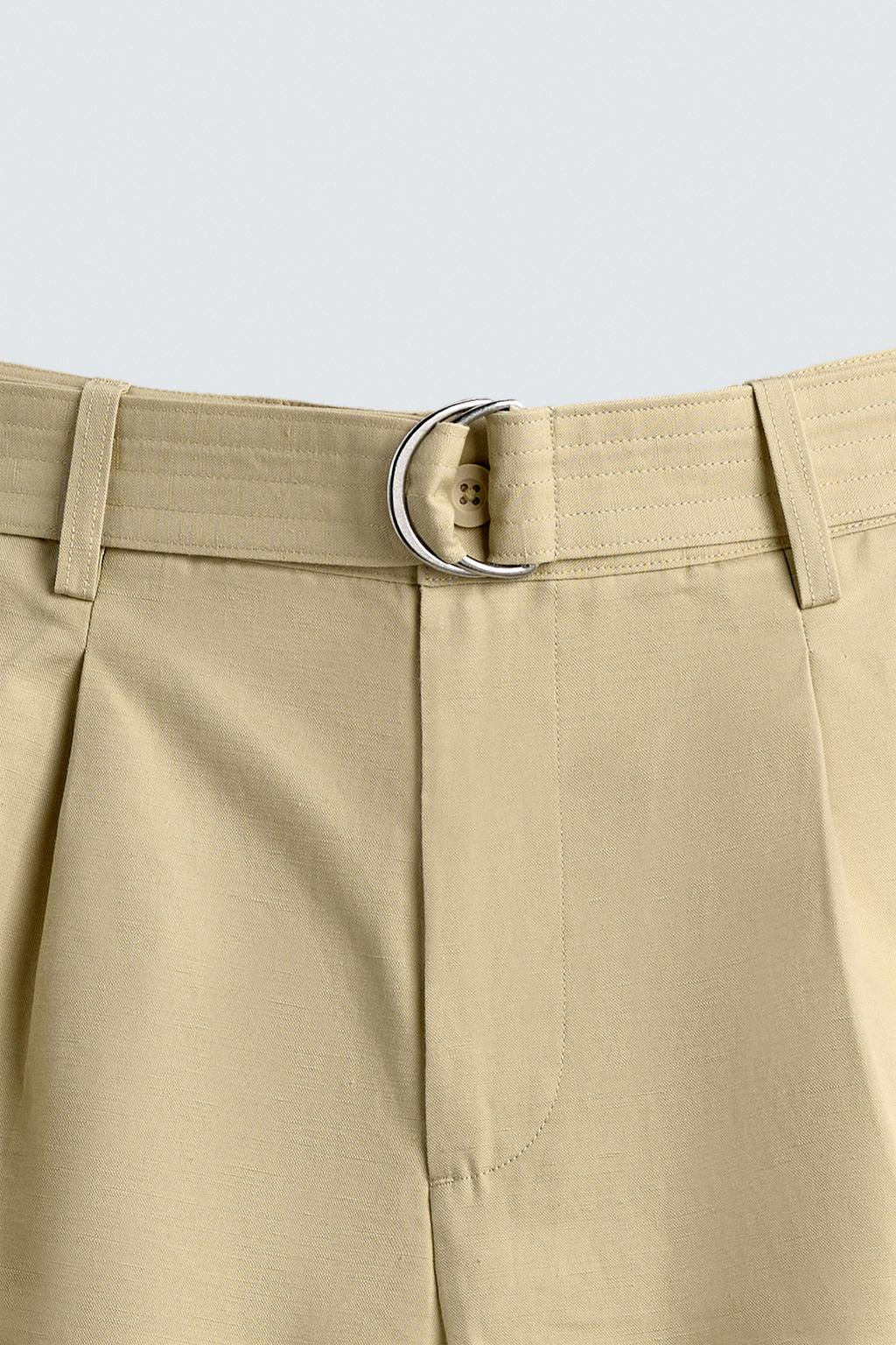 COTTON-LINEN BERMUDA SHORTS WITH BELT - Zara фото 8