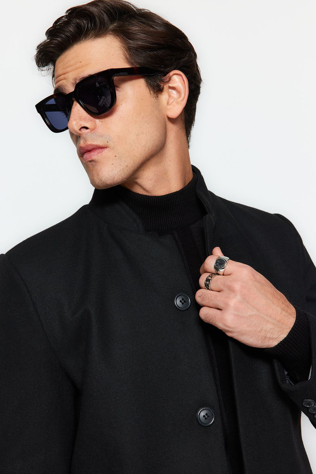 TRENDYOL MAN Antrasit Slim Fit Dik Yaka K?sl?k Kase Kaban TMNAW24KB00005 - Trendyolmilla фото 10