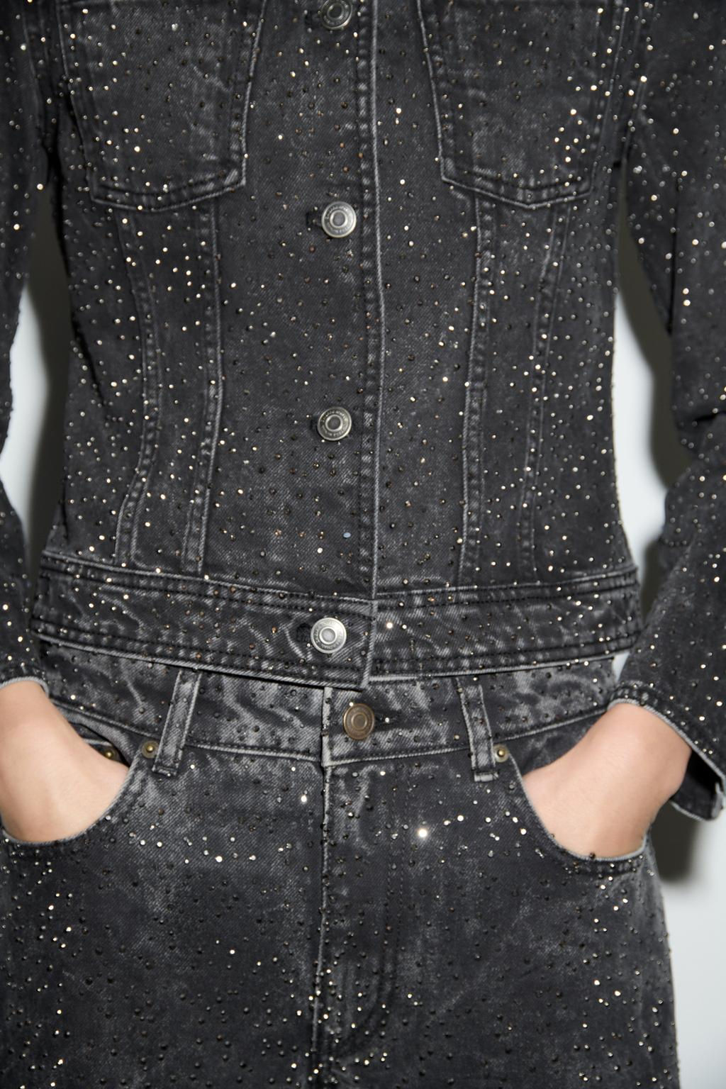 SEQUINNED DENIM JACKET ZW COLLECTION - Zara фото 4
