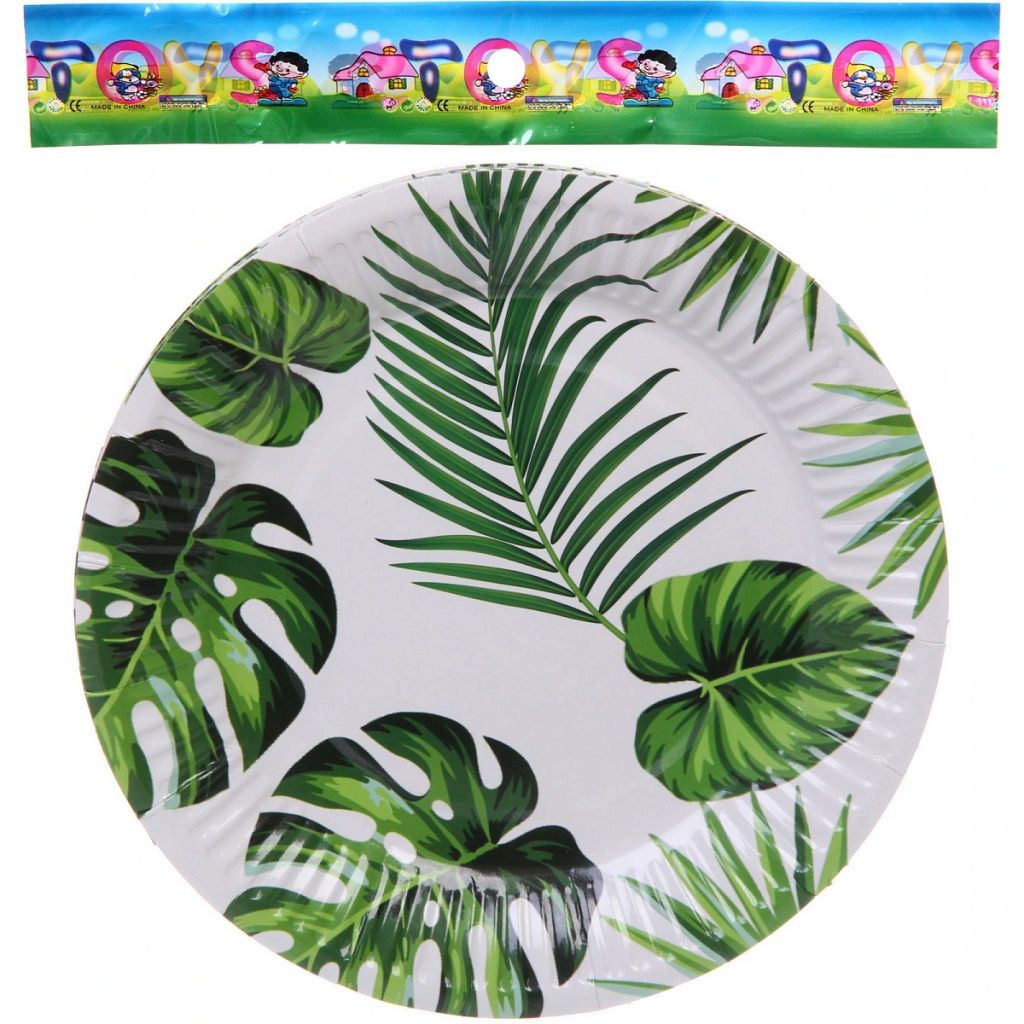 Цена за 6 шт. Тарелка бумажная 18 см в наборе 10 шт "Тропики"