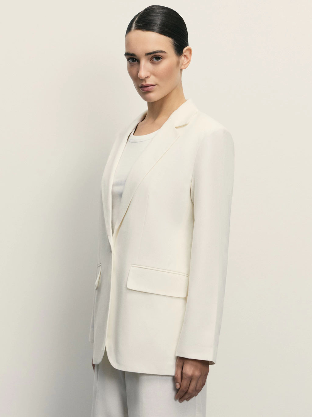 Однобортный жакет с содержанием льна / Zarina  фото 4