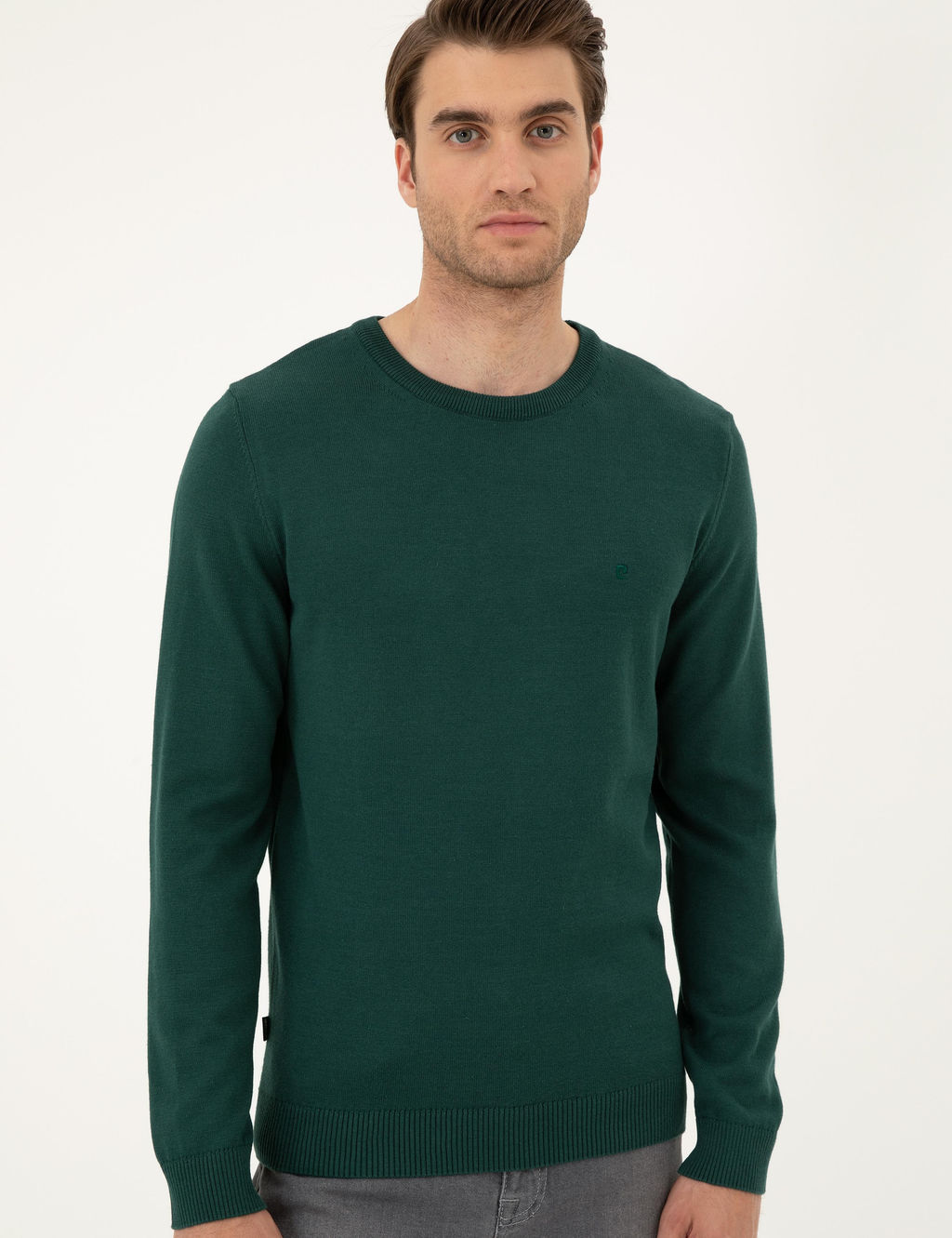 Ye_il Slim Fit Bisiklet Yaka Basic Triko Kazak - Pierre cardin фото 3