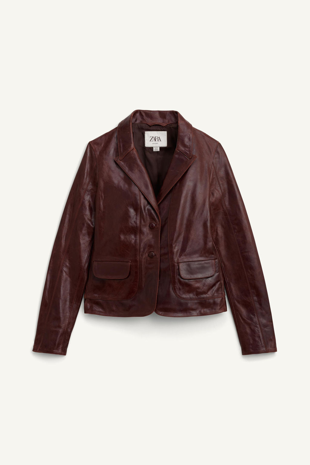 LIMITED EDITION 100% LEATHER CROPPED BLAZER - Zara фото 5