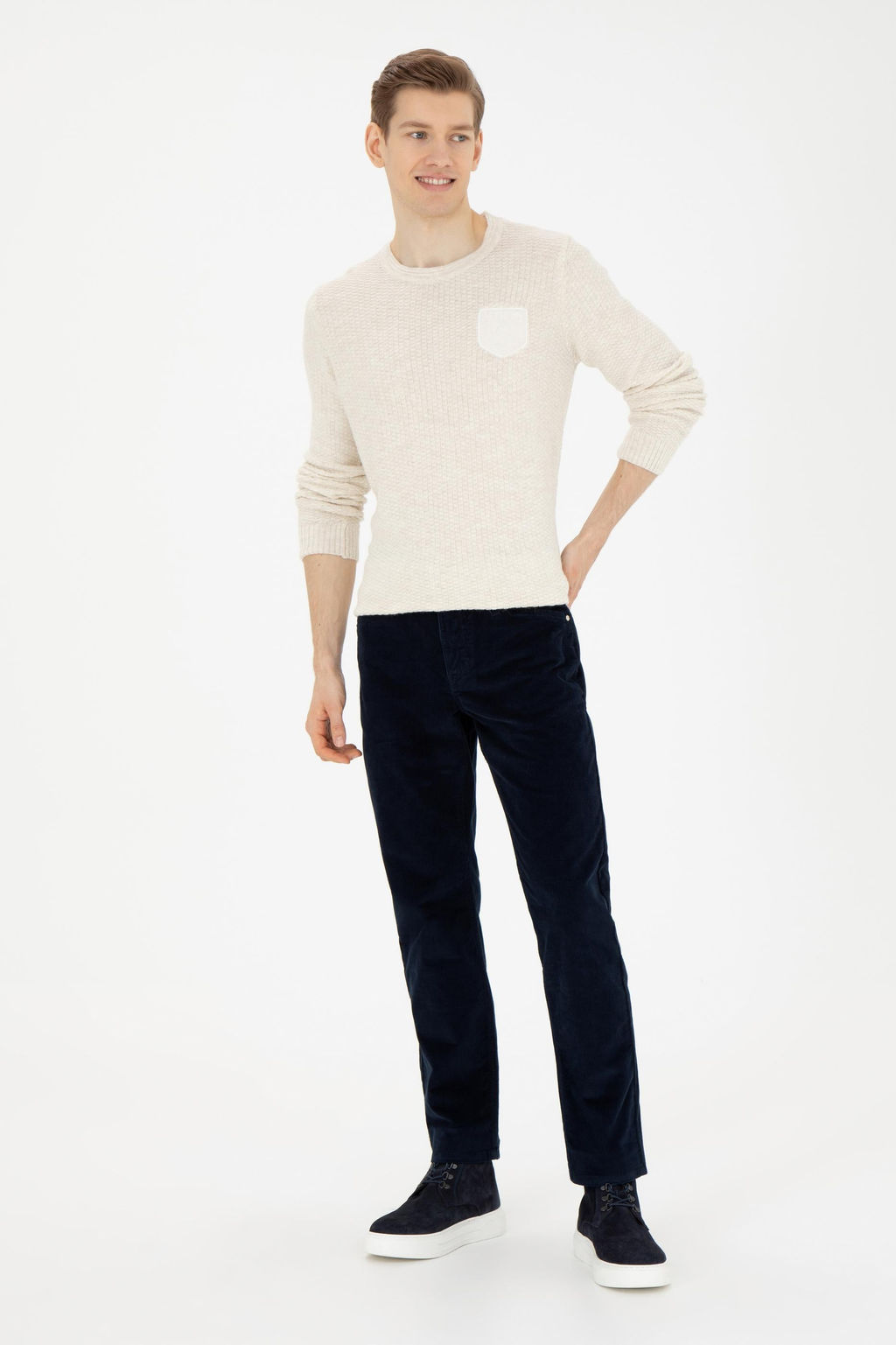 Мужские темно-синие брюки из плотной ткани - U.s. polo assn фото 10