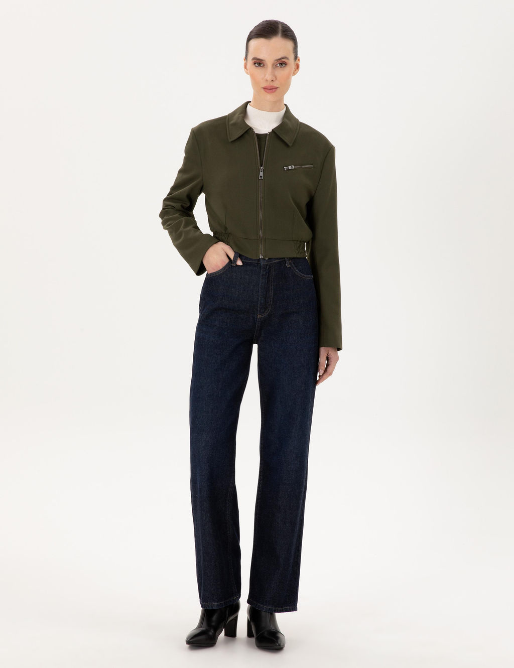 Haki Crop Top Ceket