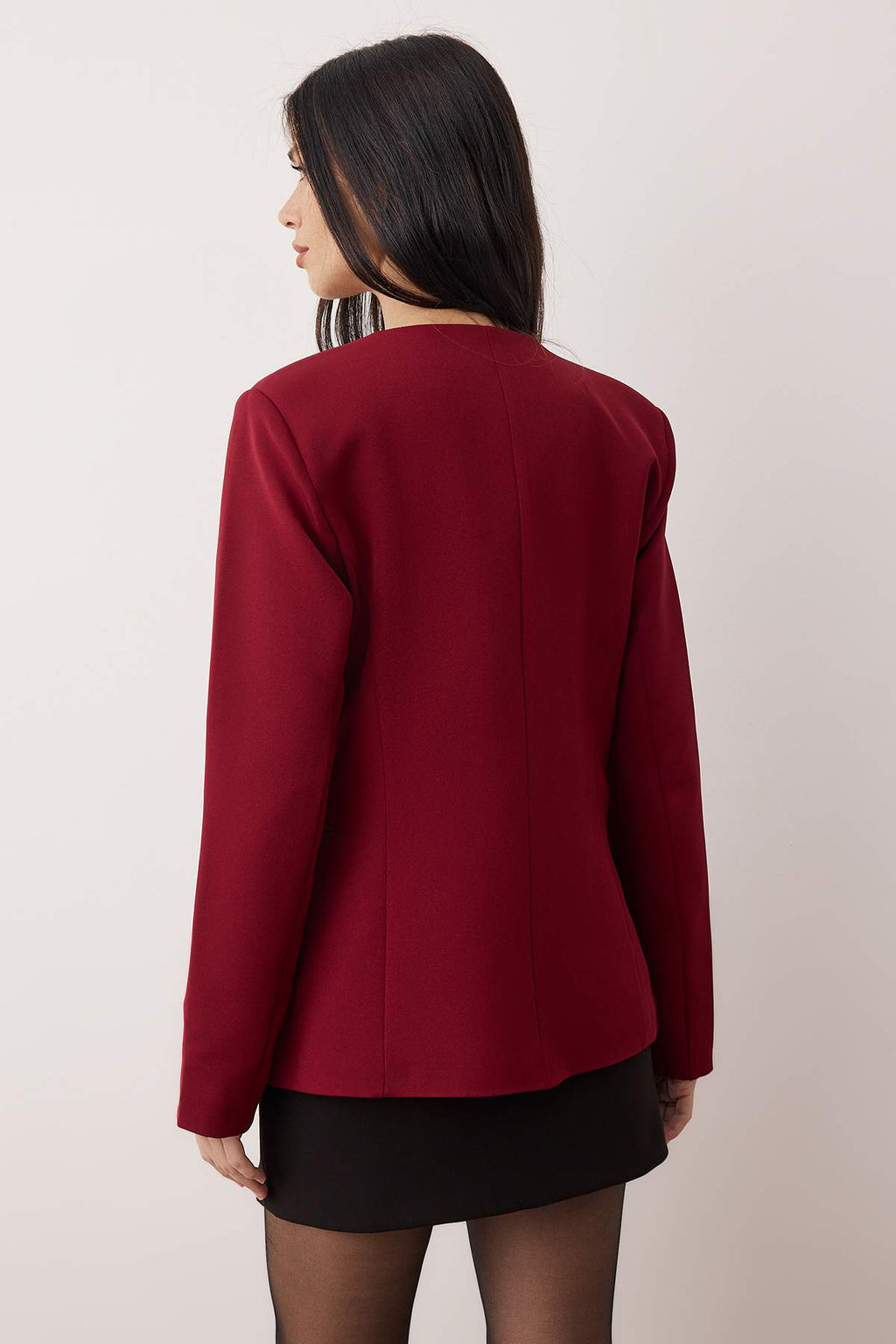 Bordo Fitted/Vucuda Oturan Tek Dugmeli Dokuma Blazer Ceket TWOAW26BC00066 - Trendyolmilla фото 4