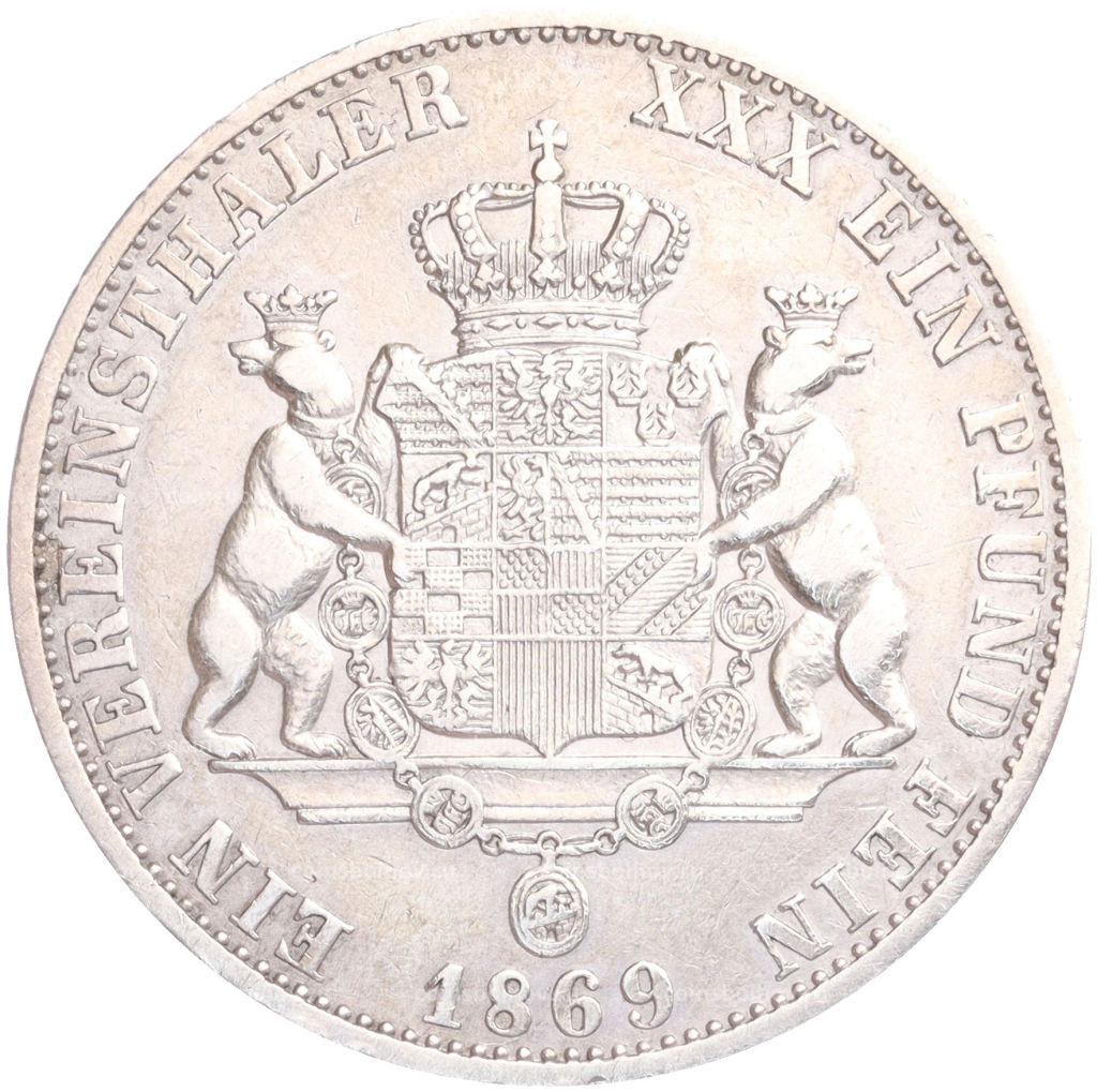 1 союзный талер 1869 года A Ангальт-Дессау