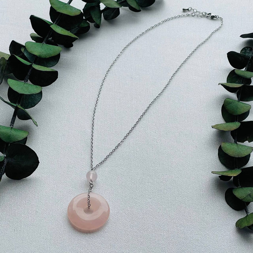 Кулон на цепочке из Розового кварца 50 см +