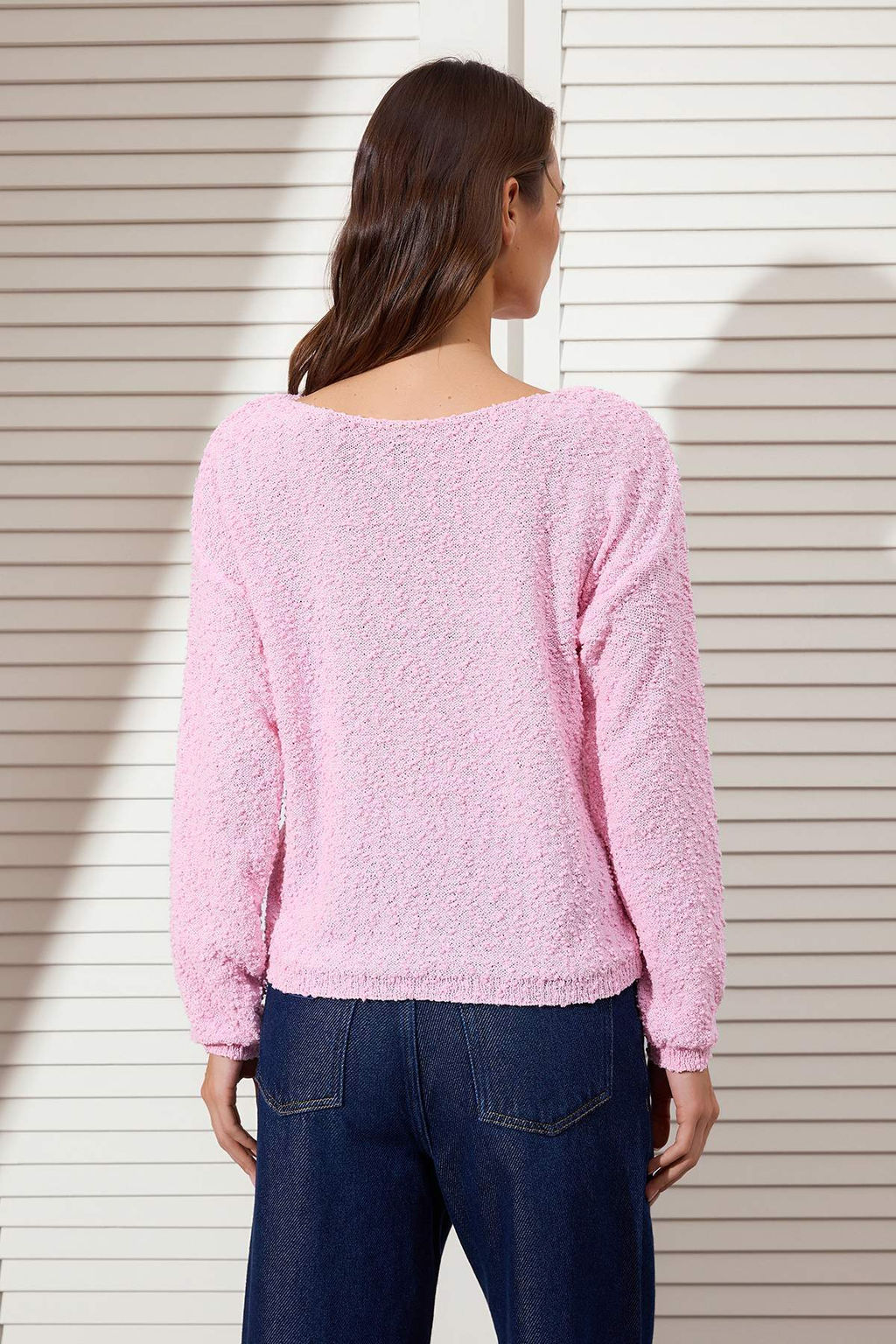 Pembe Dokulu Kay?k Yaka Triko Kazak TWOSS26KZ00007 - Trendyolmilla фото 11