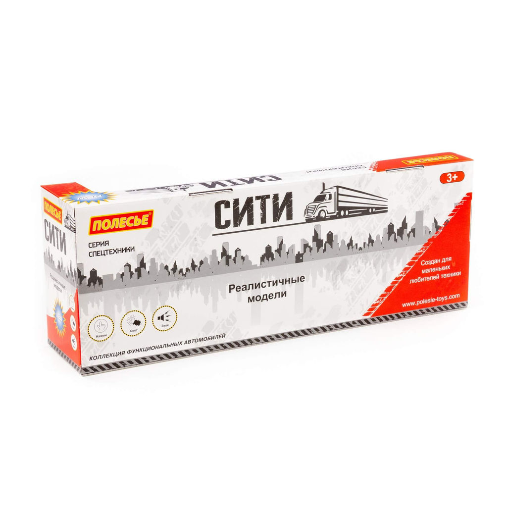 Сити, автомобиль-фургон с прицепом инерционный (со светом и звуком) (красно-белый) (в коробке) - Полесье фото 6