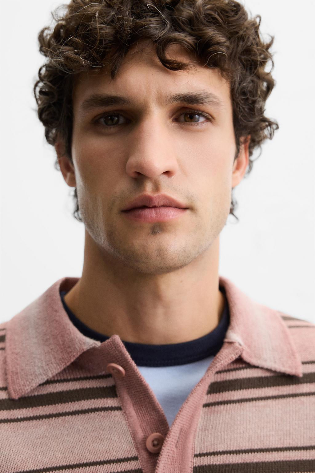 STRIPED WASHED KNIT POLO SHIRT - Zara фото 6