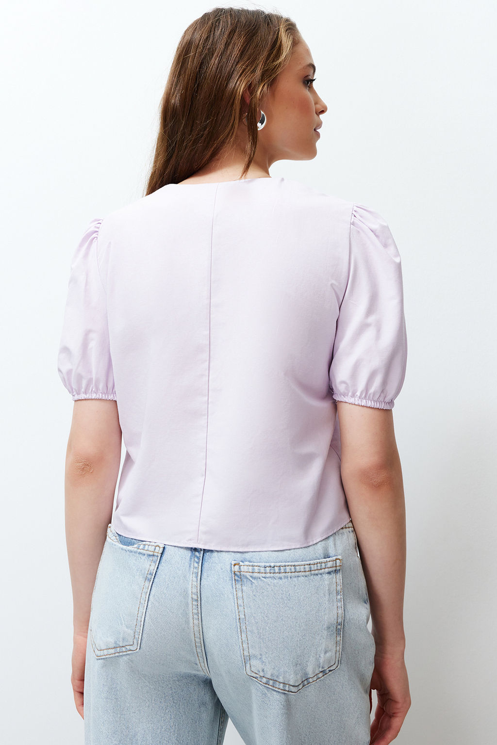 Lila Yaka Detayl? Dokuma Bluz TWOSS24BZ00335 - Trendyolmilla фото 6