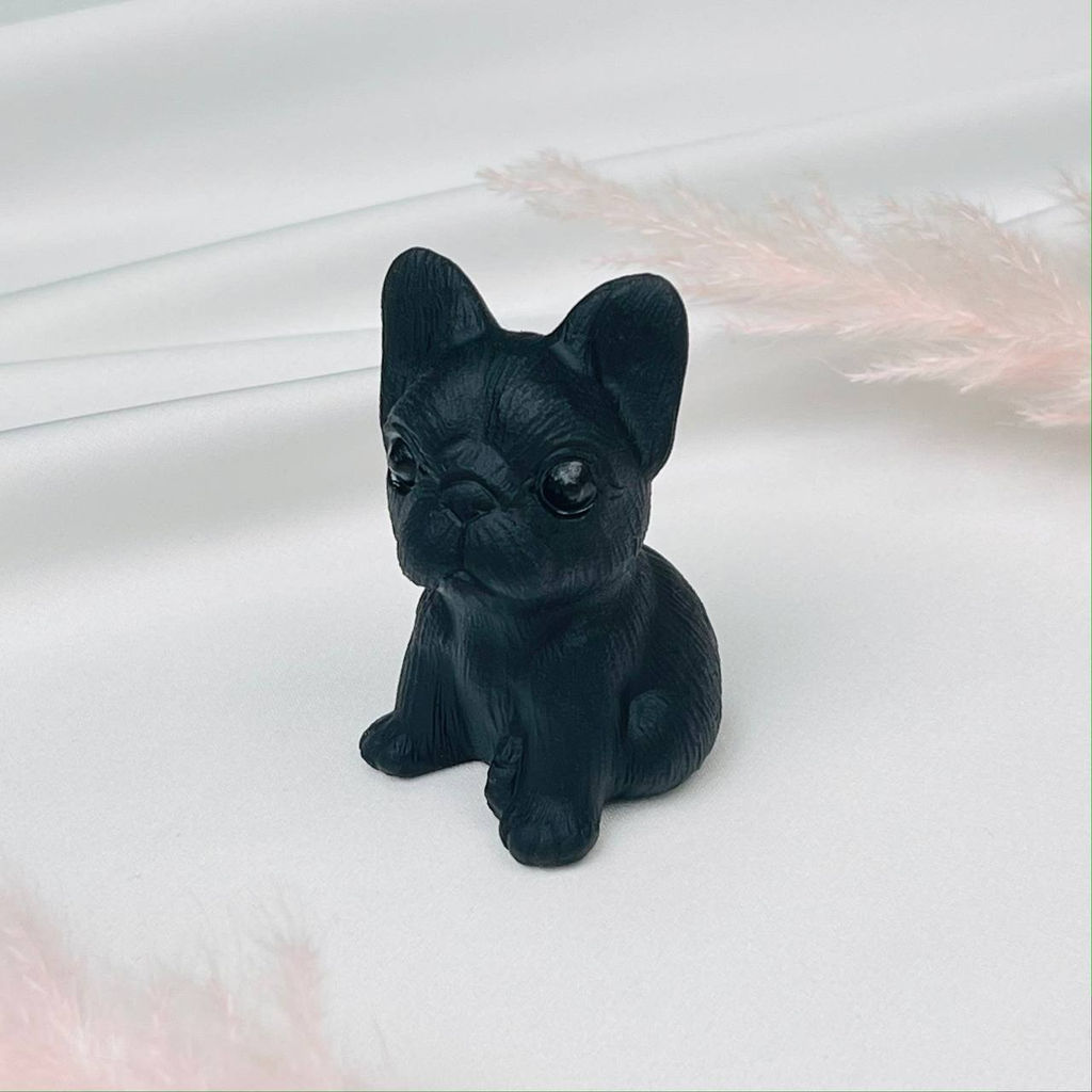 Фигурка резная из Обсидиана Французский бульдог - Радуга самоцветов фото 2