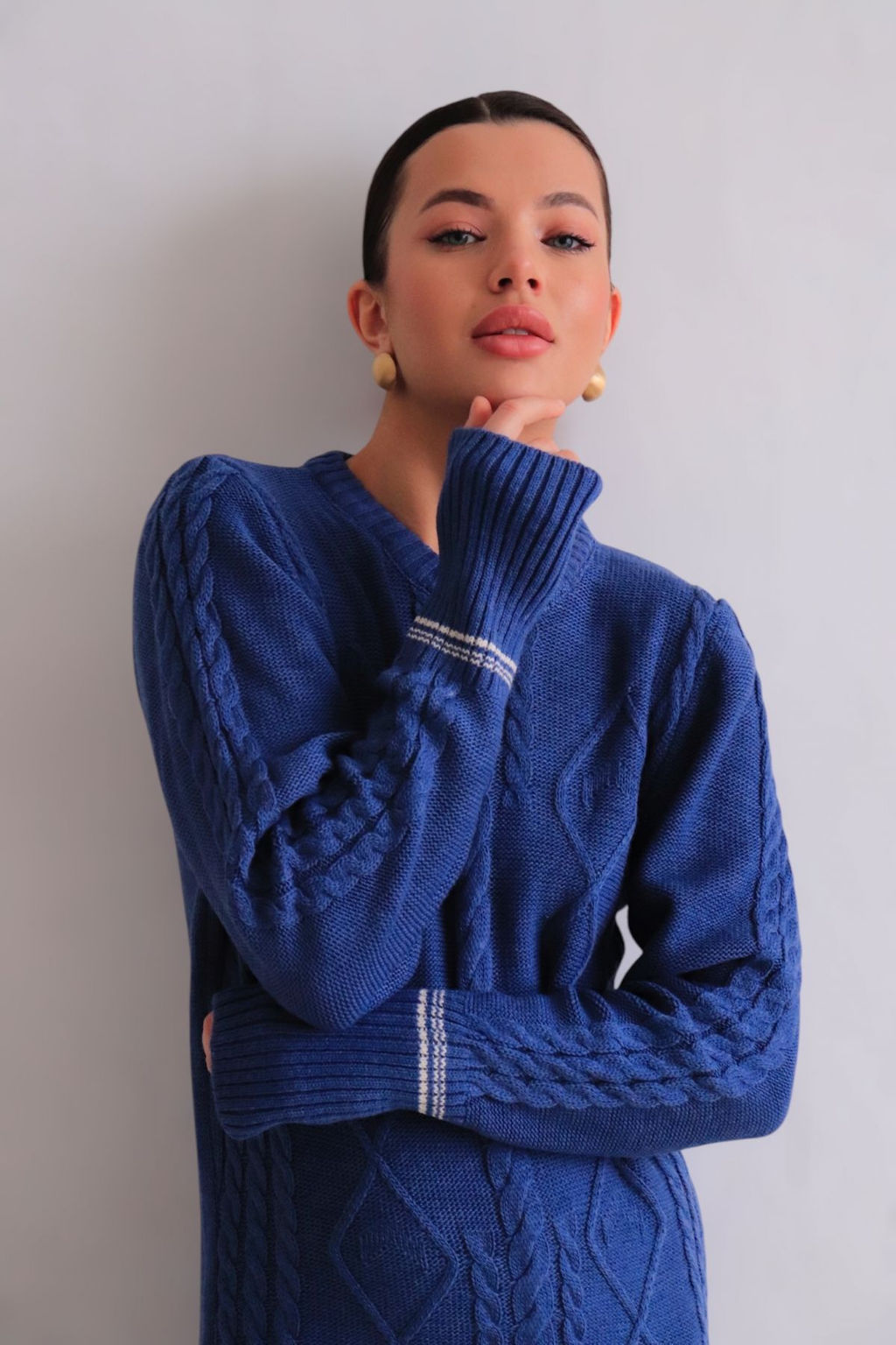 Martichelli Платье вязаное с узорами синее  фото 5