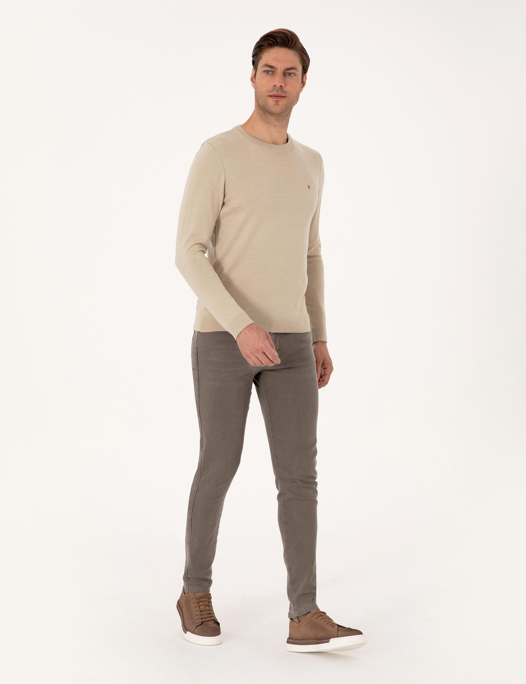 Kum Melanj Slim Fit Bisiklet Yaka Basic Triko Kazak - Pierre cardin фото 4
