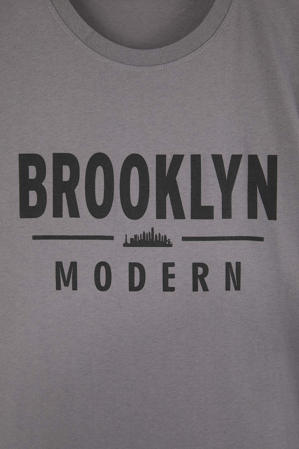 Siyah-Gri 2li Paket Regular/Normal Kal?p Bask?l? %100 Pamuk T-Shirt TMNSS26TS00043