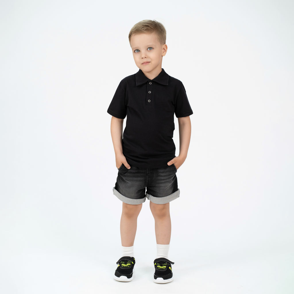 Футболка поло детская черная 659 (140, 72)