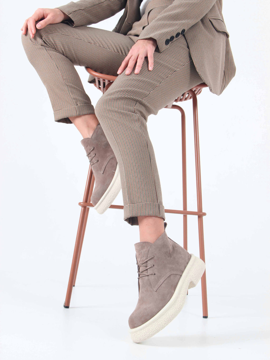 Ботинки 308.агатаw. капучино замш/Байка