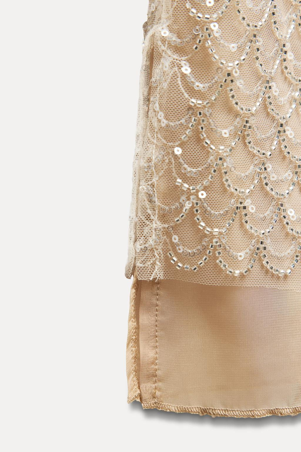 BEADED SEQUINNED MIDI SKIRT - Zara фото 4
